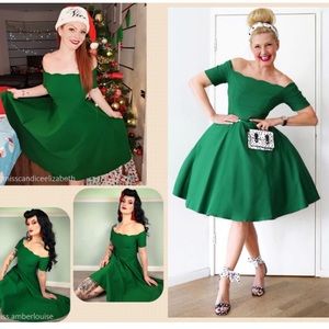 50s Off The Shoulder Swing Dress